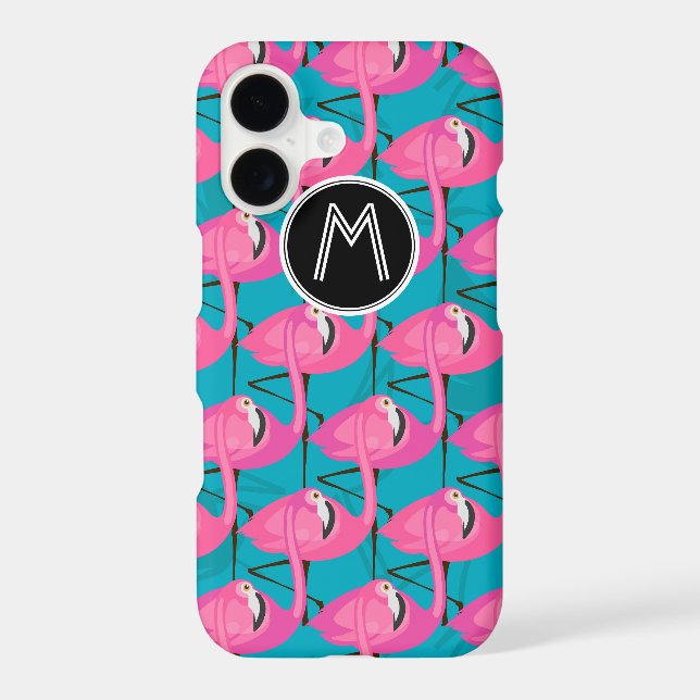 Neon Flamingos | Add Your Initial Iphone Case (Back)