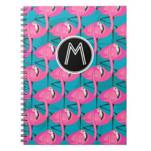 Neon Flamingos   Add Your Initial Notebook