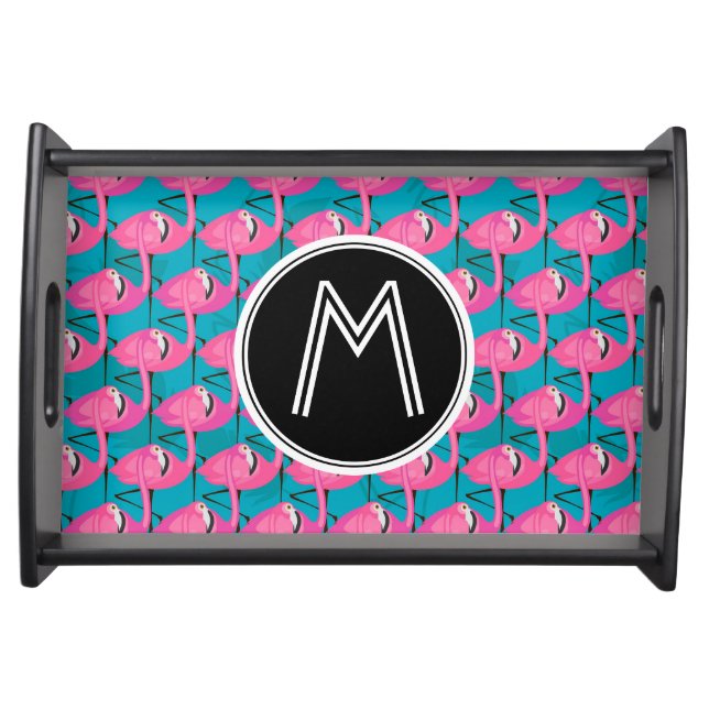 Neon Flamingos | Add Your Initial Serving Tray (Front)