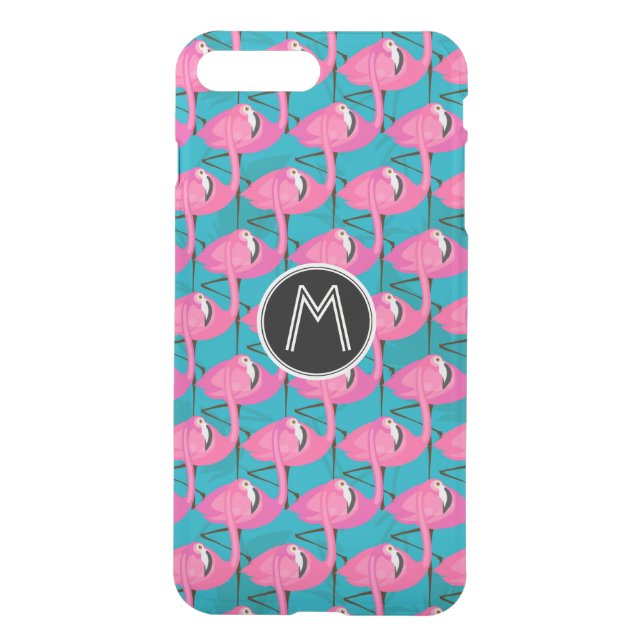 Neon Flamingos | Add Your Initial Uncommon iPhone Case (Back)