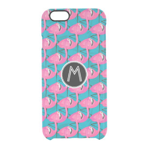 Neon Flamingos   Add Your Initial Clear iPhone 6/6S Case