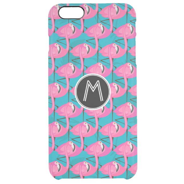 Neon Flamingos | Add Your Initial Uncommon iPhone Case (Back)