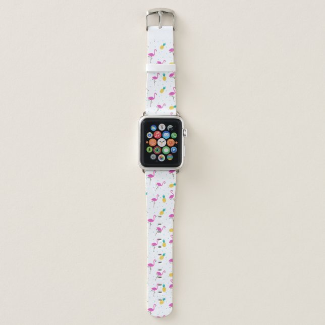 Neon Flamingos Apple Watch Band (Front)