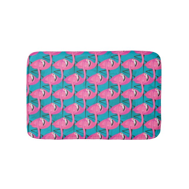 Neon Flamingos Bathroom Mat (Front)