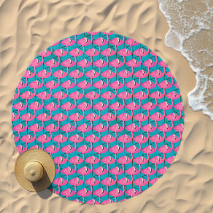 Neon Flamingos Beach Towel