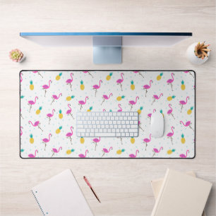 Neon Flamingos Desk Mat