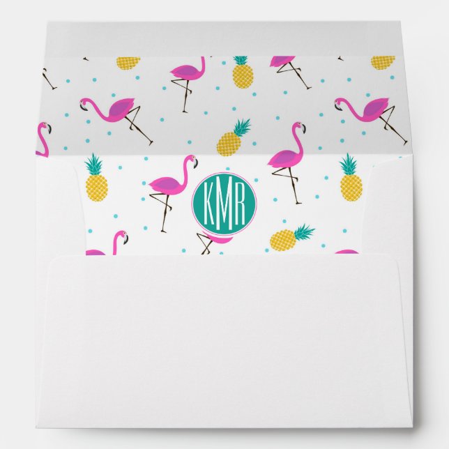 Neon Flamingos | Monogram Envelope (Back (Bottom))