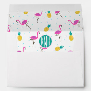 Neon Flamingos   Monogram Envelope