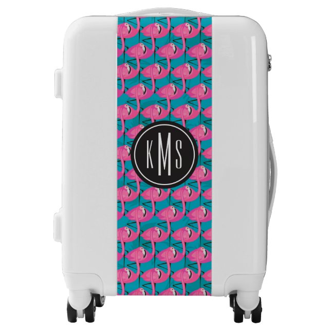 Neon Flamingos | Monogram Luggage (Front)