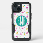 Neon Flamingos | Monogram iPhone 13 Case
