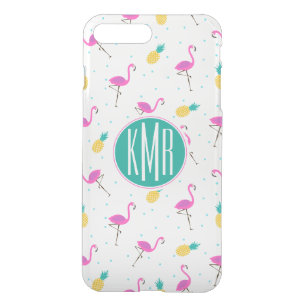 Neon Flamingos Monogram iPhone 8 Plus/7 Plus Case