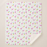 Neon Flamingos Sherpa Blanket