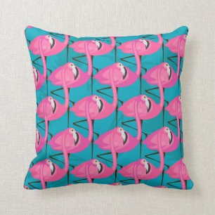 Neon Flamingos Throw Pillow