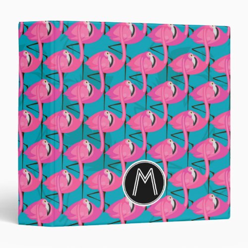 Neon Flamingos Two  Add Your Initial Binder