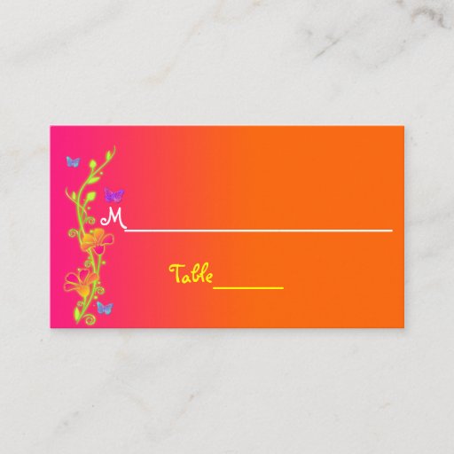 Customizable Neon Floral, Butterflies Place Card &amp; Favor Tag Business Card
