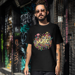 Neon Floral Music Note Shirt - Colorful Sublimatio