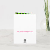 Neon Floral Stripes, Polka Dots Thank You Card (Back)