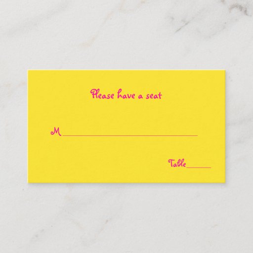Customizable Neon Floral Wedding Place or Escort Cards Business Cards