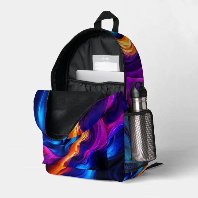 Neon Flow Abstract Kids Backpack (Back Corner Right (Open))
