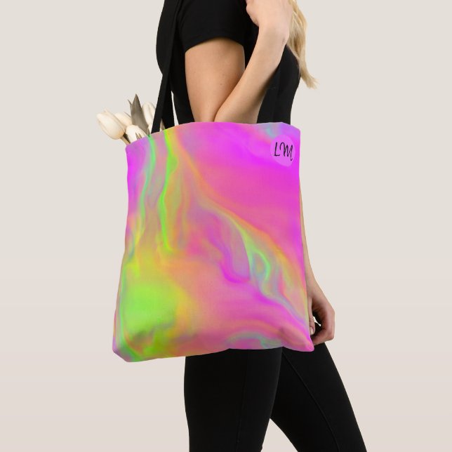 Neon Flow Personalized Tote Bag (Close Up)