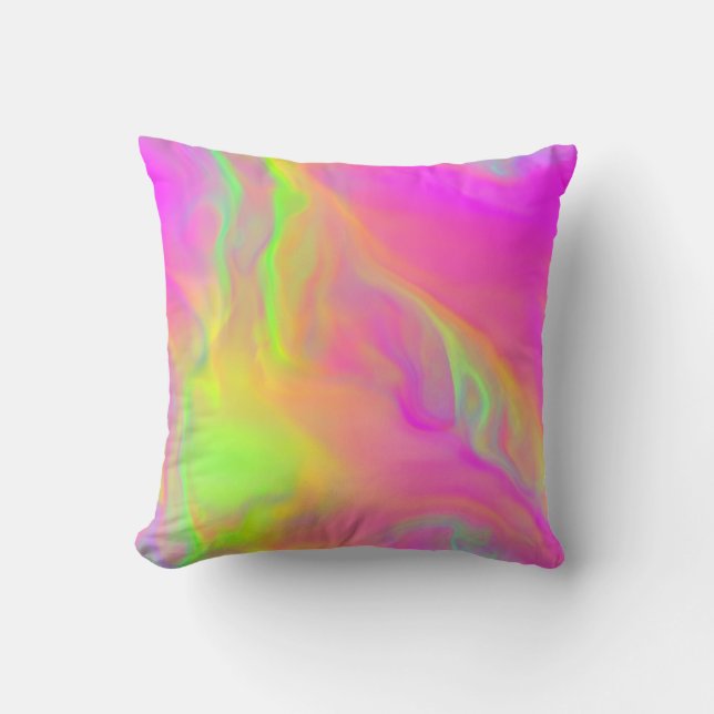 Neon Flow Throw Pillow (Front)