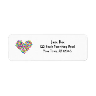 Neon Flower Heart Label