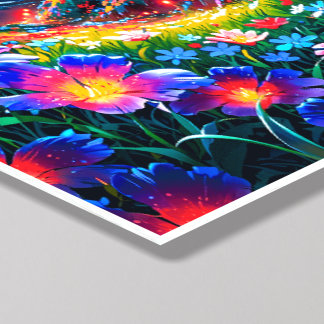 Neon Flower Night – Blooming Fantasy Under the Sta Foam Core Photo Tile
