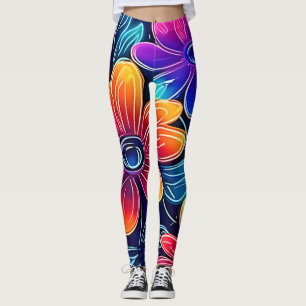 Neon Flowers Bloom Bright Leggings