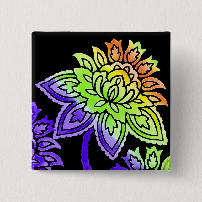 Neon Flowers Button (Front)