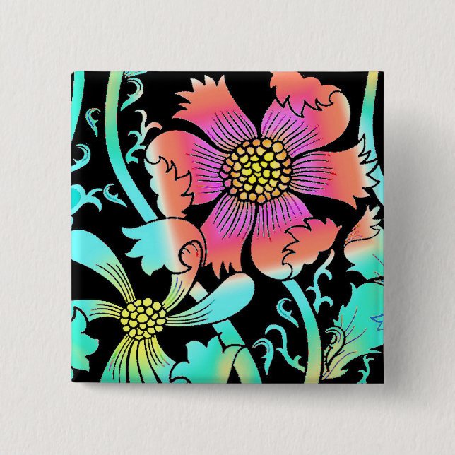 Neon Flowers Button (Front)