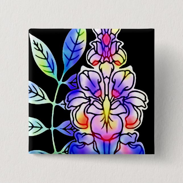 Neon Flowers Button (Front)