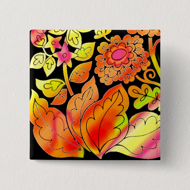 Neon Flowers Button (Front)