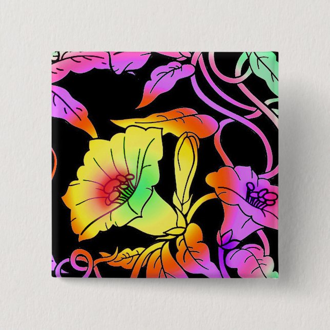 Neon Flowers Button (Front)