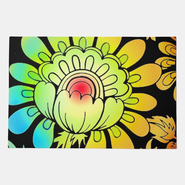 Neon Flowers Doormat (Front)