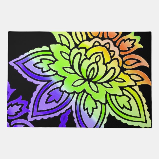 Neon Flowers Doormat (Front)