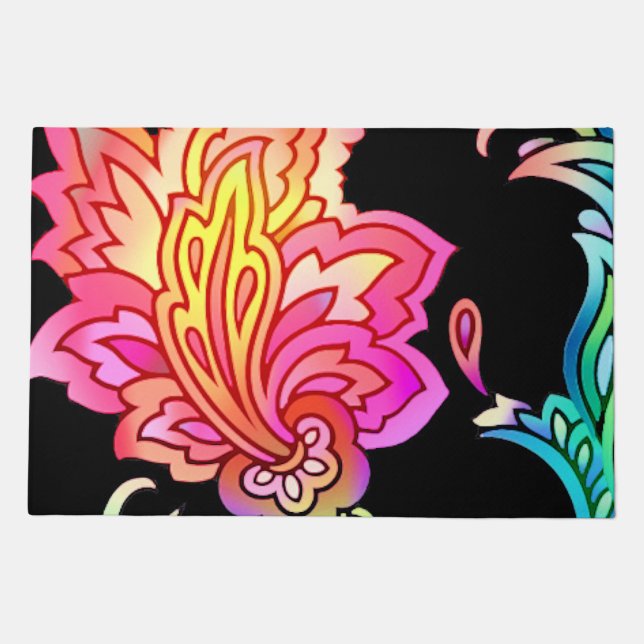 Neon Flowers Doormat (Front)