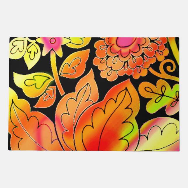 Neon Flowers Doormat (Front)