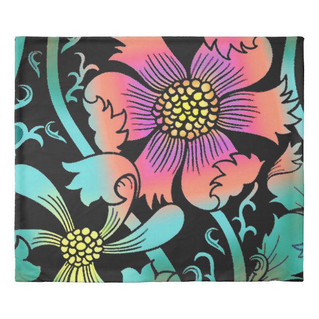 Neon Flowers Duvet Cover (Front)