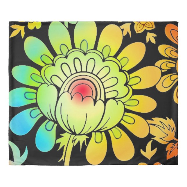 Neon Flowers Duvet Cover (Front)