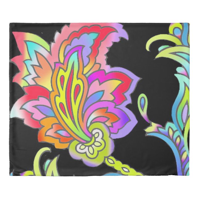 Neon Flowers Duvet Cover (Front)