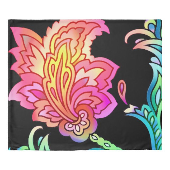 Neon Flowers Duvet Cover (Front)