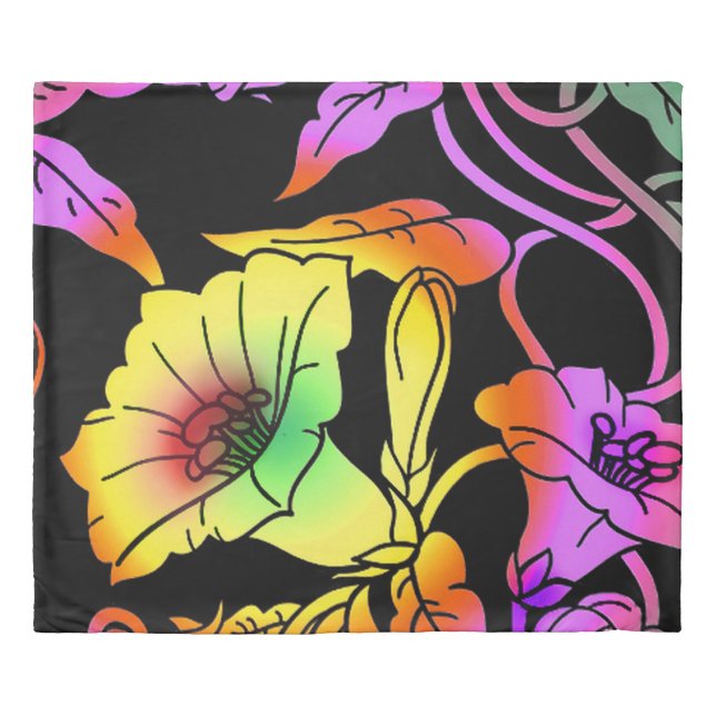 Neon Flowers Duvet Cover (Front)
