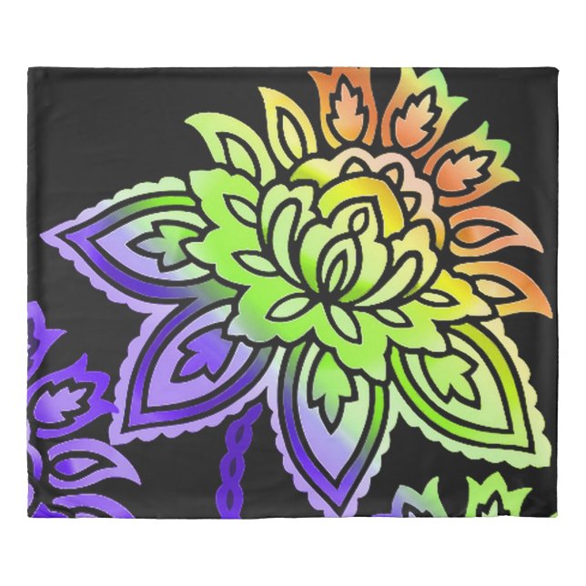 Neon Flowers Duvet Cover (Front)