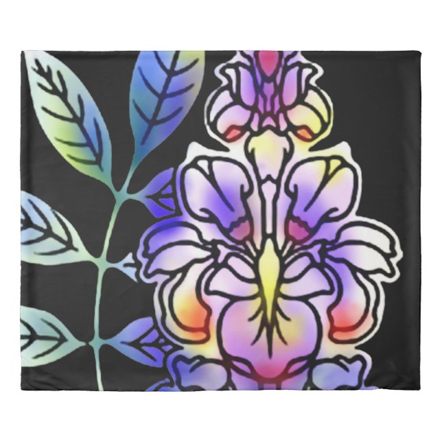 Neon Flowers Duvet Cover (Front)