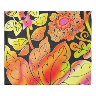 Neon Flowers Duvet Cover
