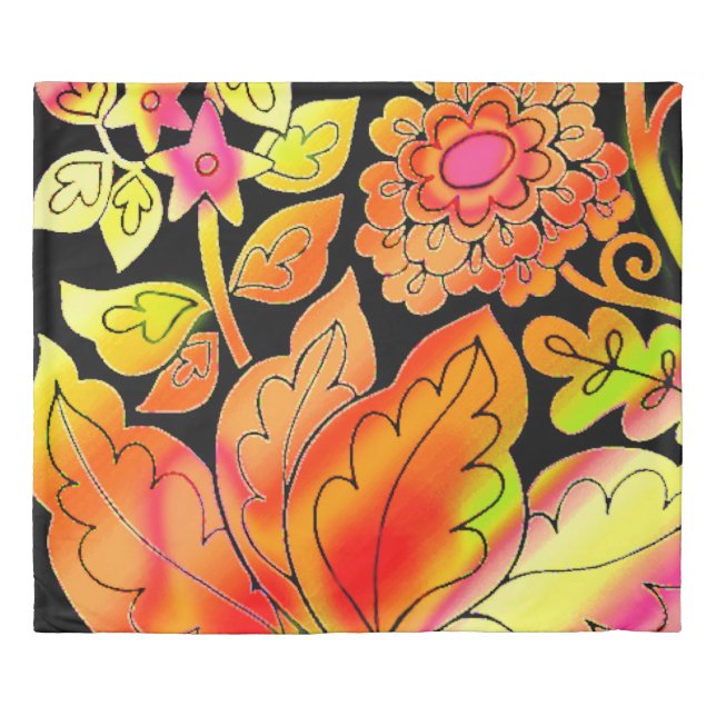 Neon Flowers Duvet Cover (Front)
