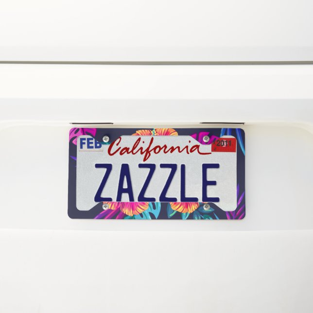 Neon flowers license plate frame (On Car)