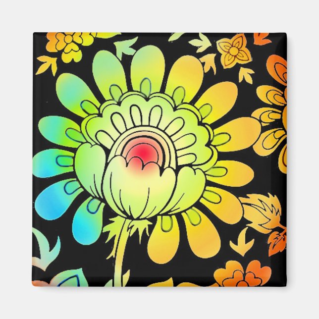 Neon Flowers Magnet (Front)