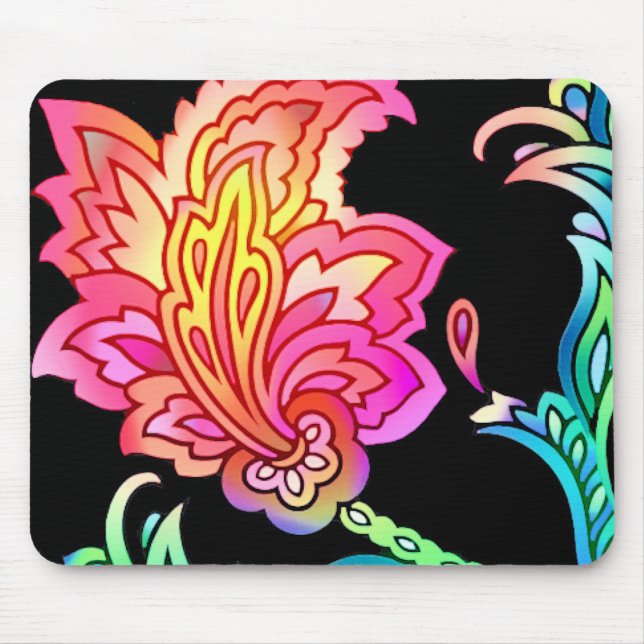 Neon Flowers Mouse Pad (Front)