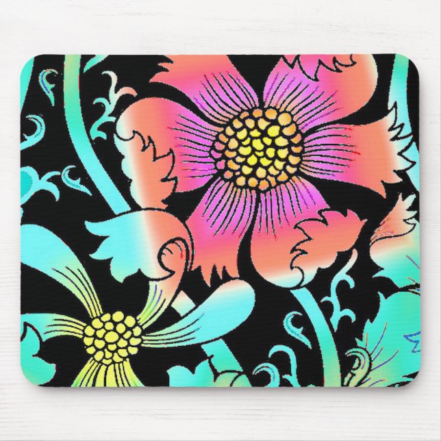 Neon Flowers Mouse Pad (Front)